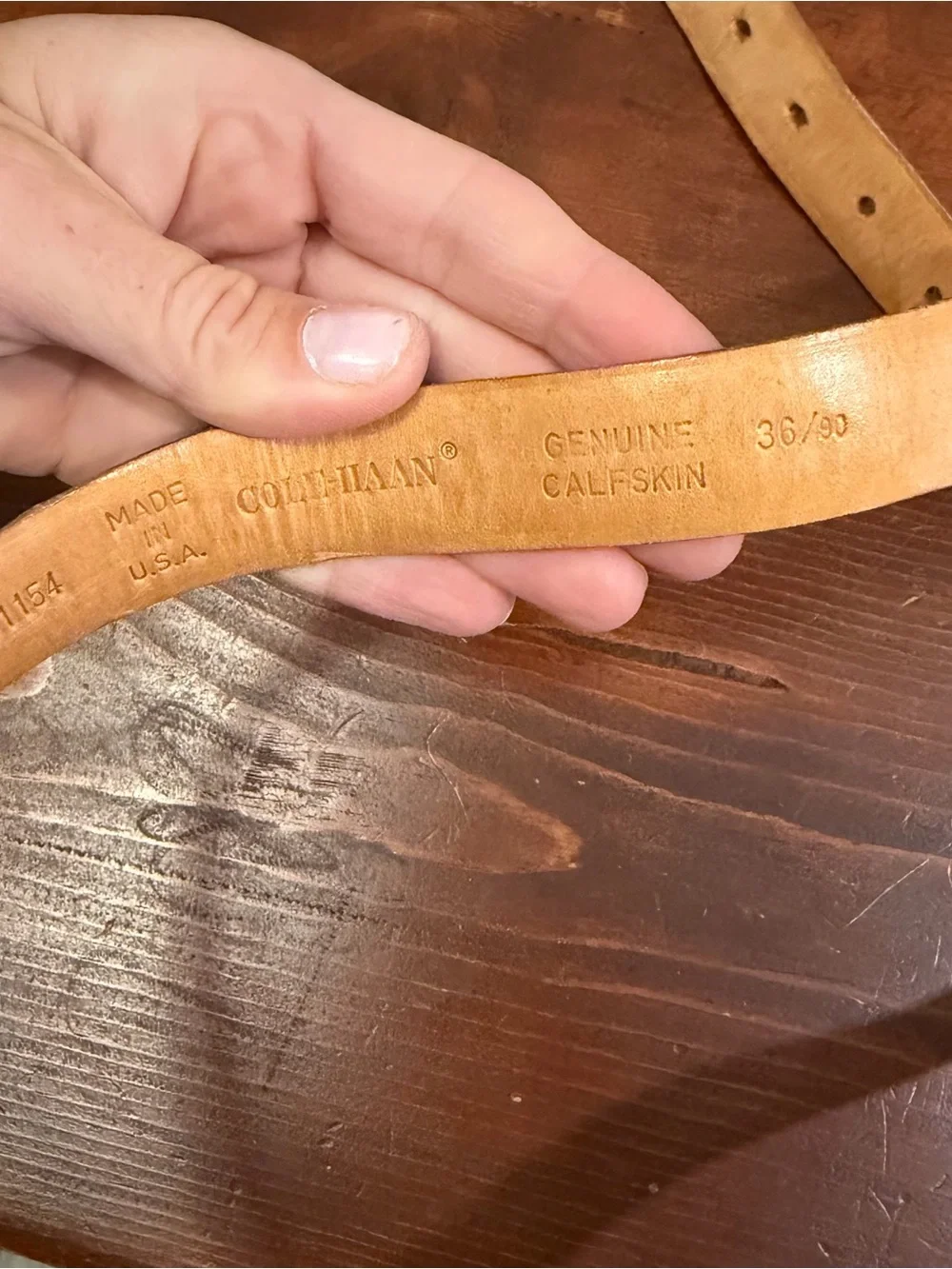 Vintage Cole Haan Chestnut Men's Belt with Brass Buckle 36